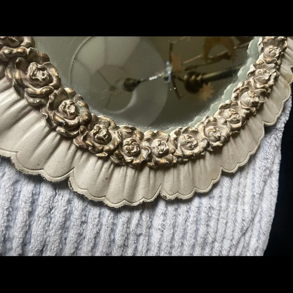 Vintage Syroco Mirror Rose detail
